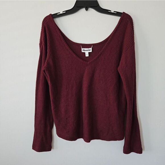 Abound Waffle Knit Sweater Burgundy - Picture 4 of 6